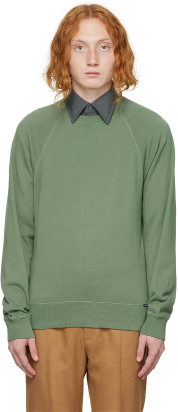 Photo: TOM FORD Green Garment-Dyed Sweatshirt