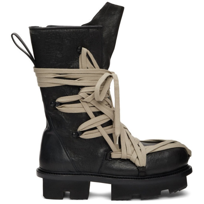 Photo: Rick Owens Black Lace Up Army Megatooth Boots