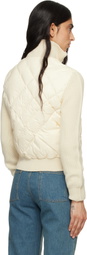 Burberry Off-White Check-Stitch Nylon & Wool Jacket