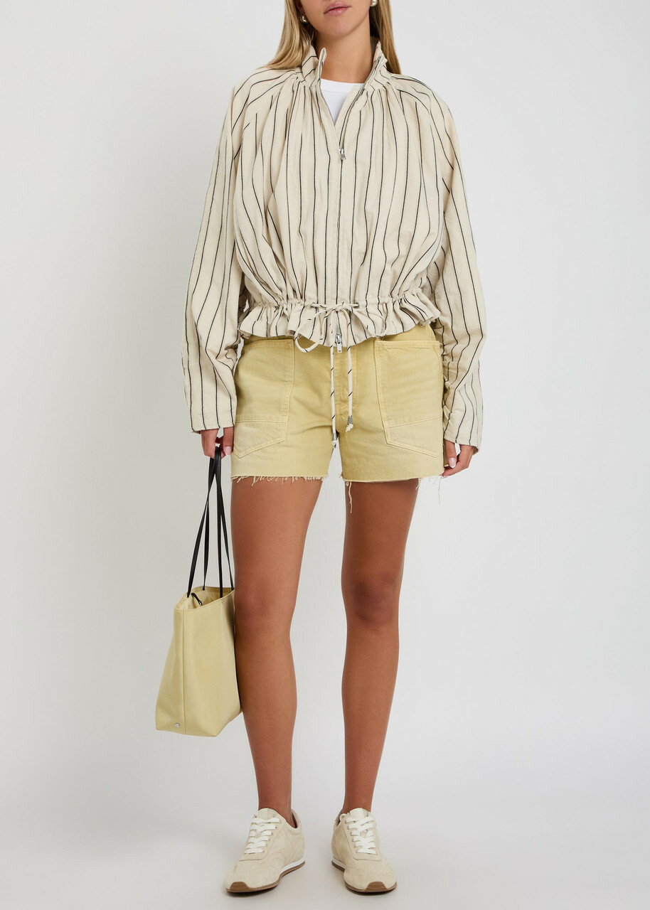 Free People Moxie Drawstring Denim Shorts Yellow