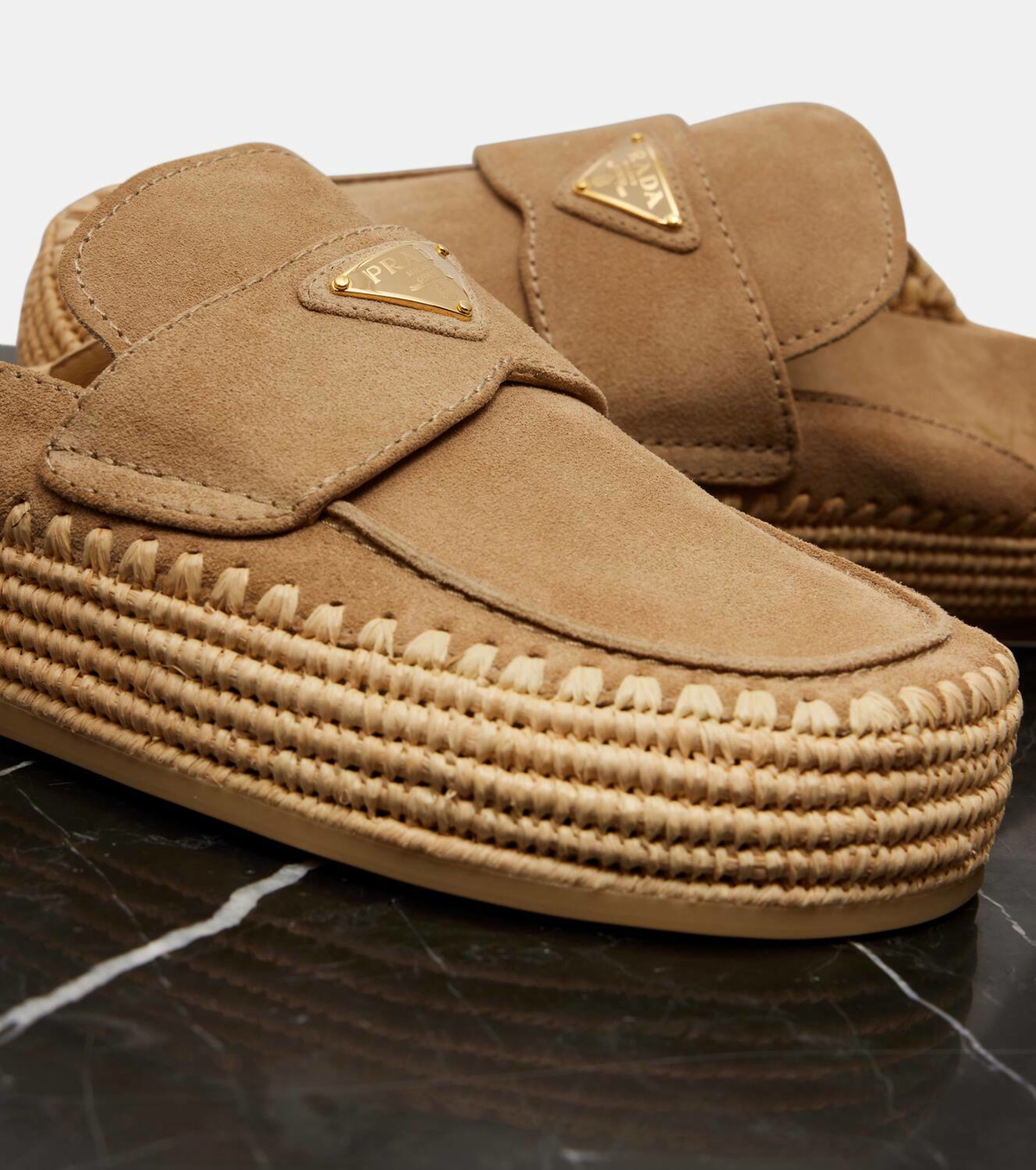 Prada Suede espadrille mules