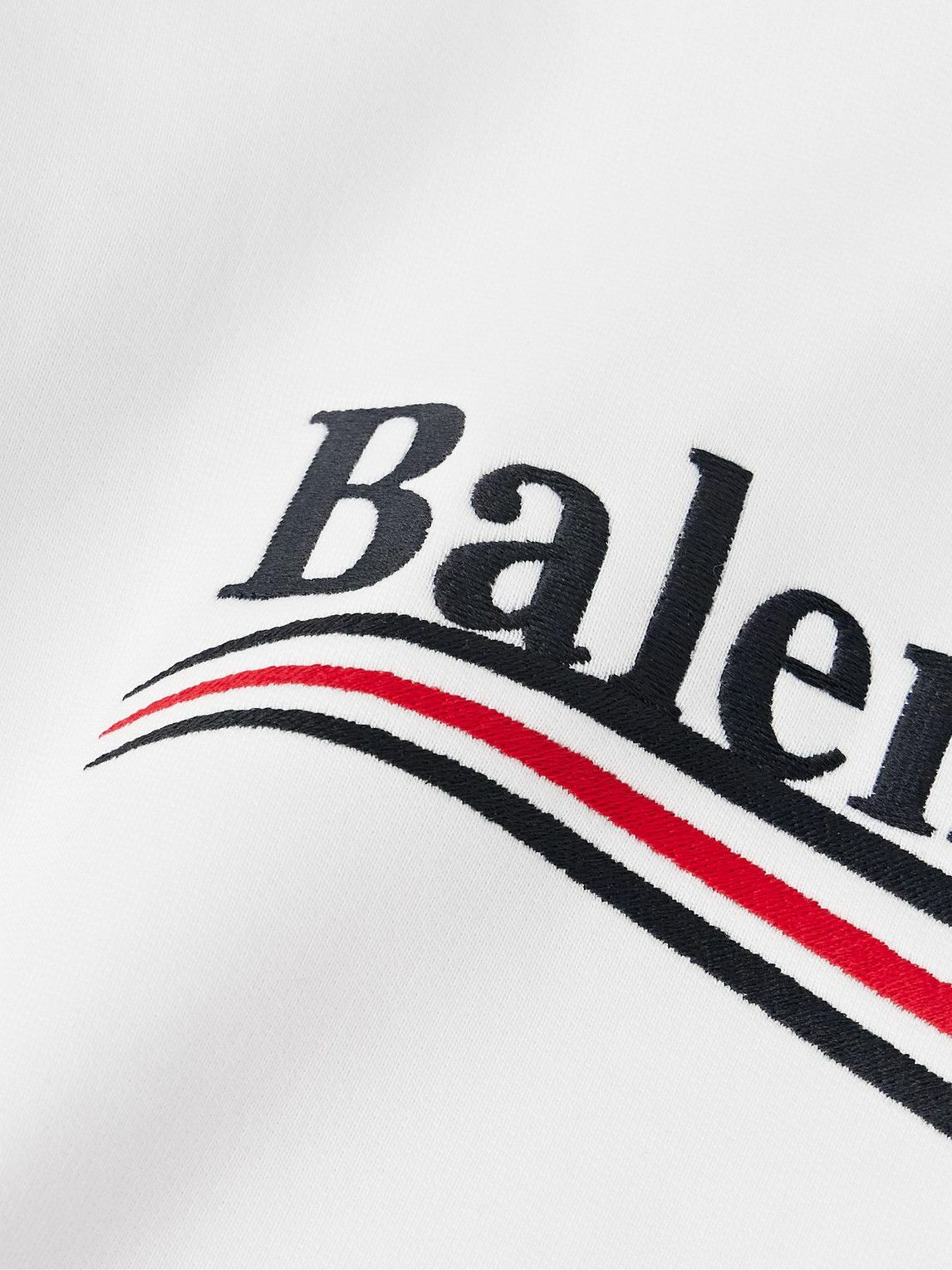 Balenciaga - Logo-Embroidered Cotton-Jersey Hoodie - White Balenciaga