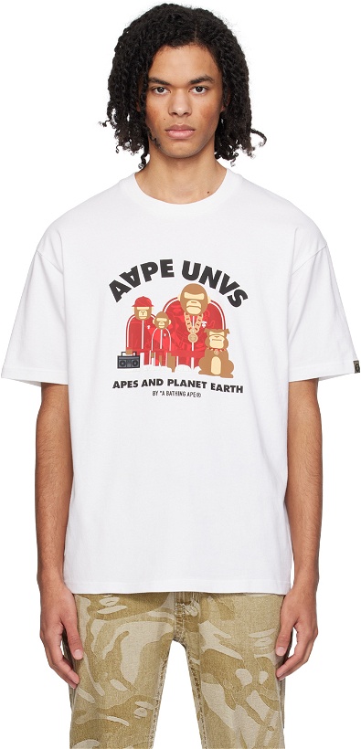 Photo: AAPE by A Bathing Ape White Printed T-Shirt