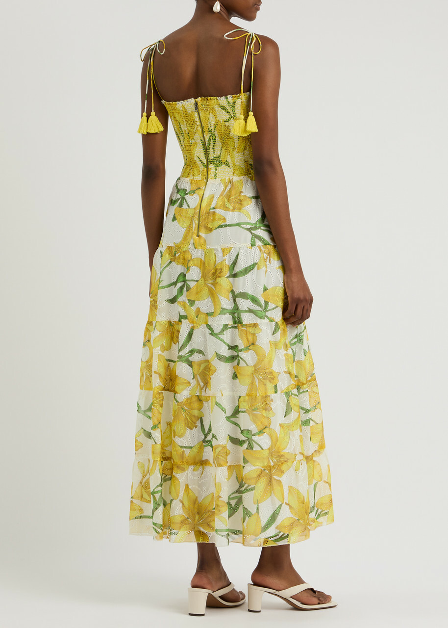 alice and olivia yellow dress THEA TIE BLOUSON SLEEVE in CANARY including outerwear Alice + Olivia Yellow Jacquard