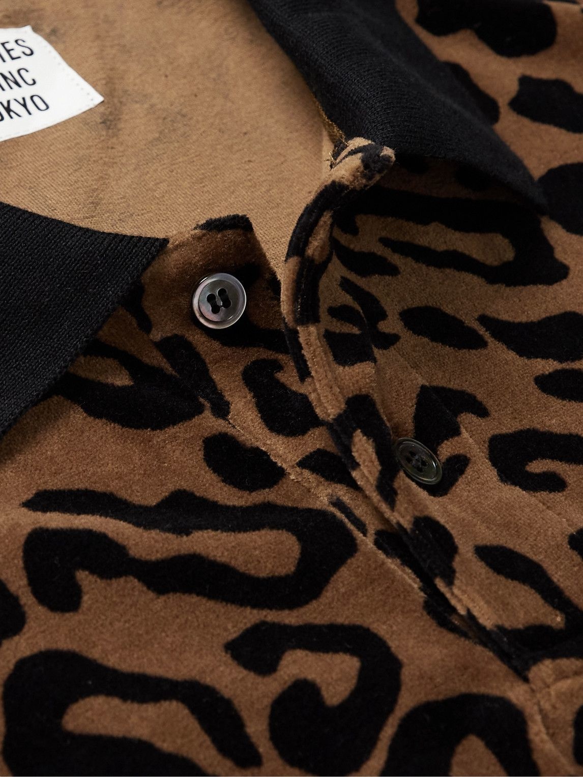 Wacko Maria - Leopard-Print Cotton-Blend Velour Polo Shirt 