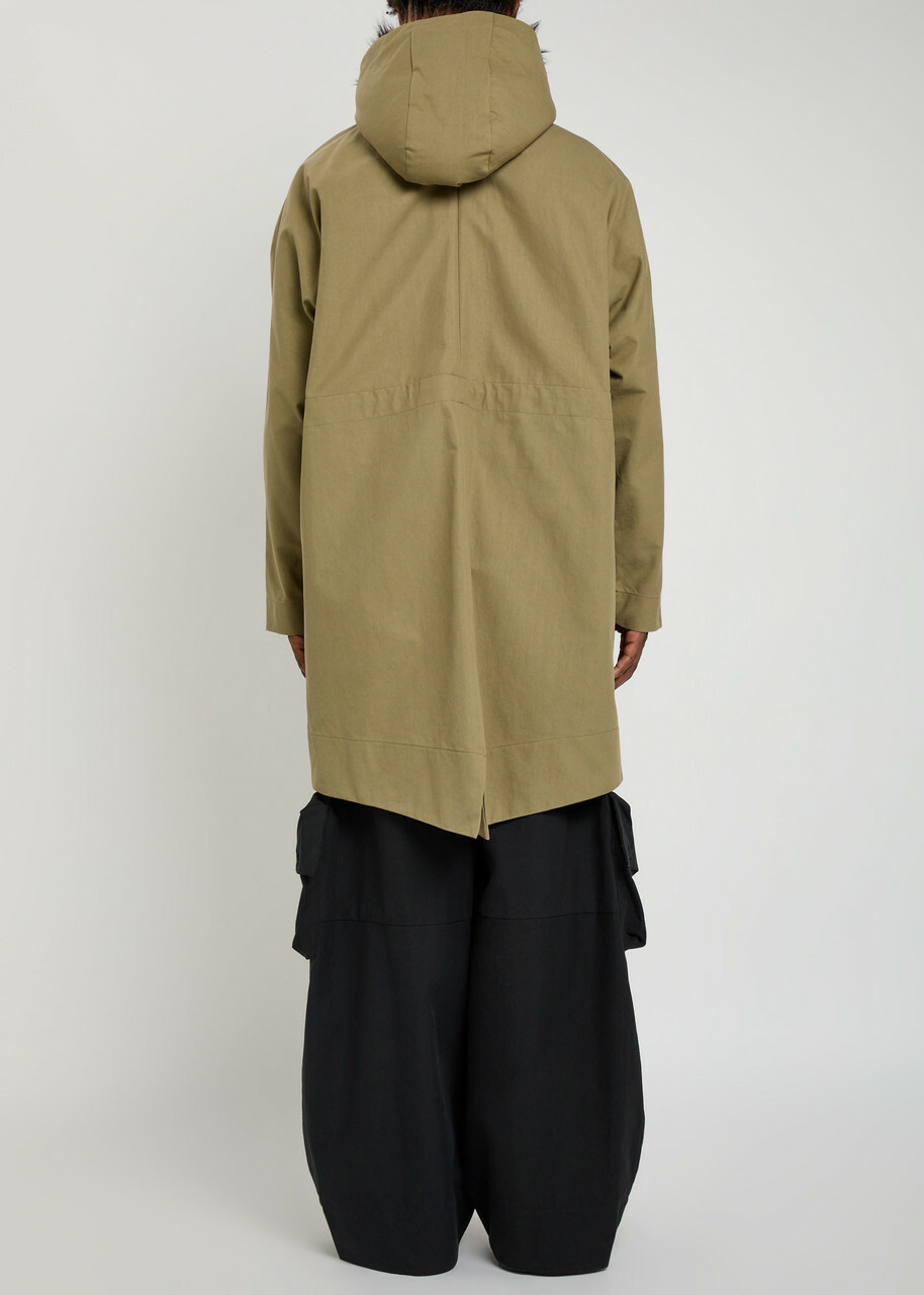 Simone Rocha Faux Fur-trimmed Cotton-blend Parka Coat Stone