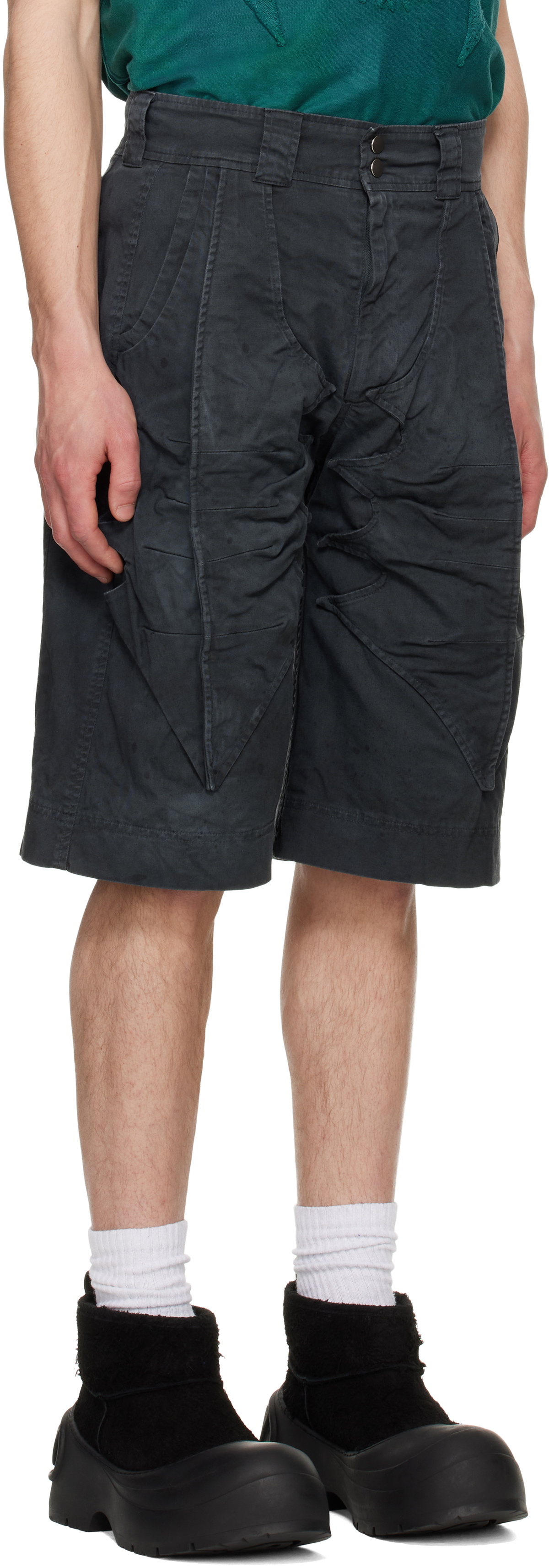 YAKU Gray Cocoon Shorts