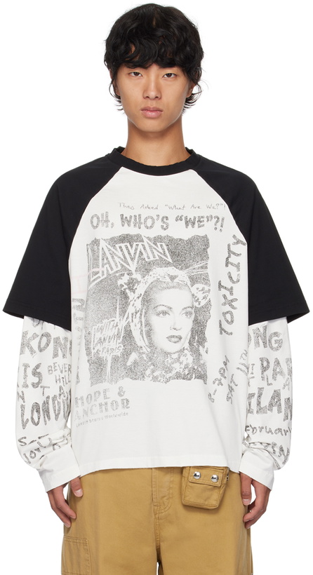 Photo: Lanvin White & Black Future Edition Print Long Sleeve T-Shirt