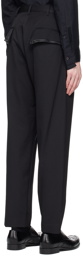 Sulvam Black Frayed Trim Trousers