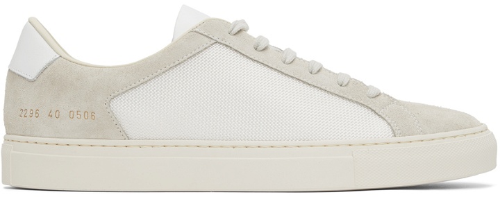Photo: Common Projects White & Taupe Retro Summer Edition Low Sneakers