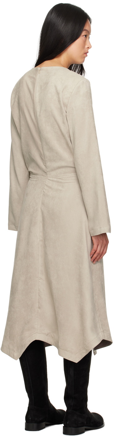 Youth Gray Asymmetric Faux-Leather Midi Dress