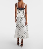 Self-Portrait Polka-dot linen and cotton midi dress