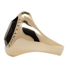 Alexander McQueen Gold and Black Jewelled Logo Ring