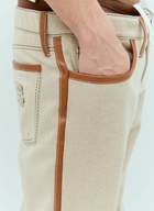 Miu Miu Leather Trim Canvas Pants