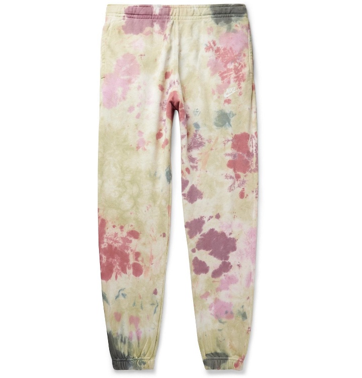 Photo: Nike - Sportswear Tapered Tie-Dyed Loopback Cotton-Blend Jersey Sweatpants - Green