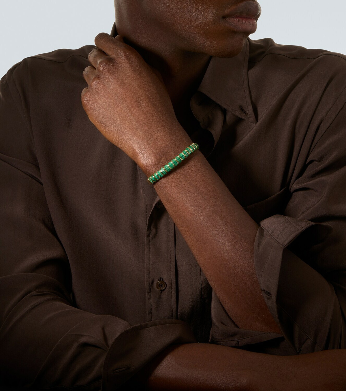 Shay Jewelry 18kt gold bracelet with emeralds