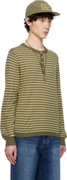 AFTER PRAY Khaki Stripe Knit Henley
