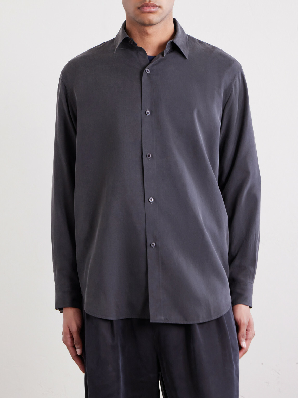 Kaptain Sunshine - Silk-Gabardine Shirt - Gray