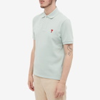 AMI Men's Small A Heart Polo Shirt in Pale Green