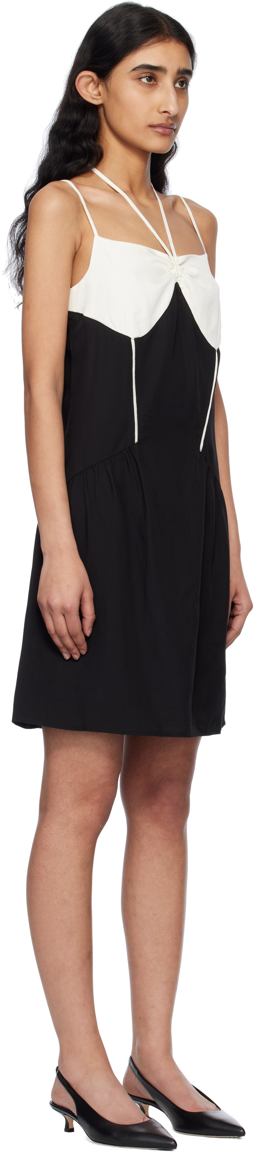 Kijun Black & Off-White Blocked Camisole Minidress