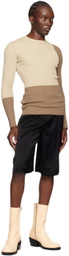 Peter Do Beige & Tan Color Block Sweater