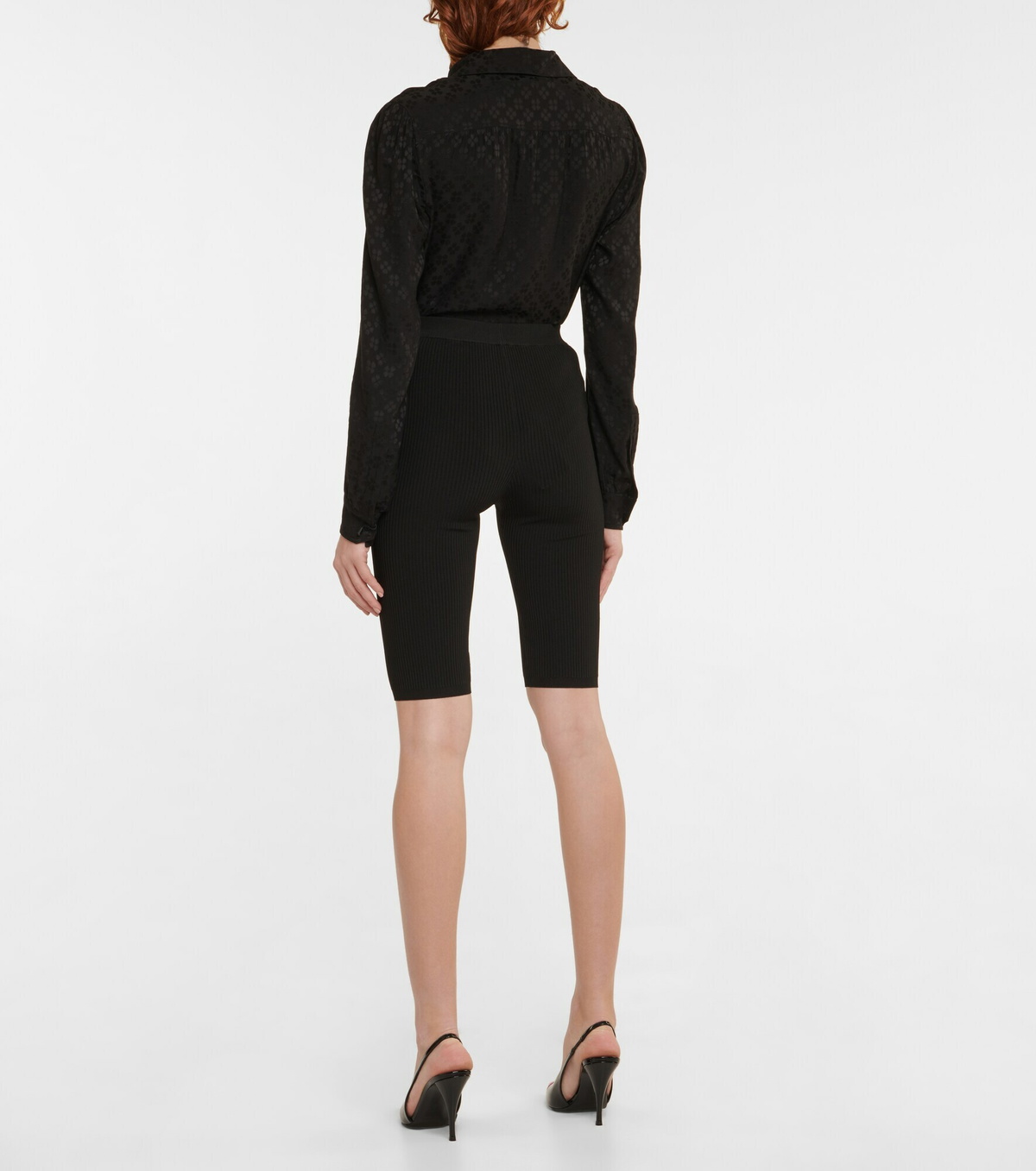 Saint Laurent - Ribbed-knit biker shorts