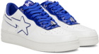 BAPE White & Navy Patent Leather Sneakers