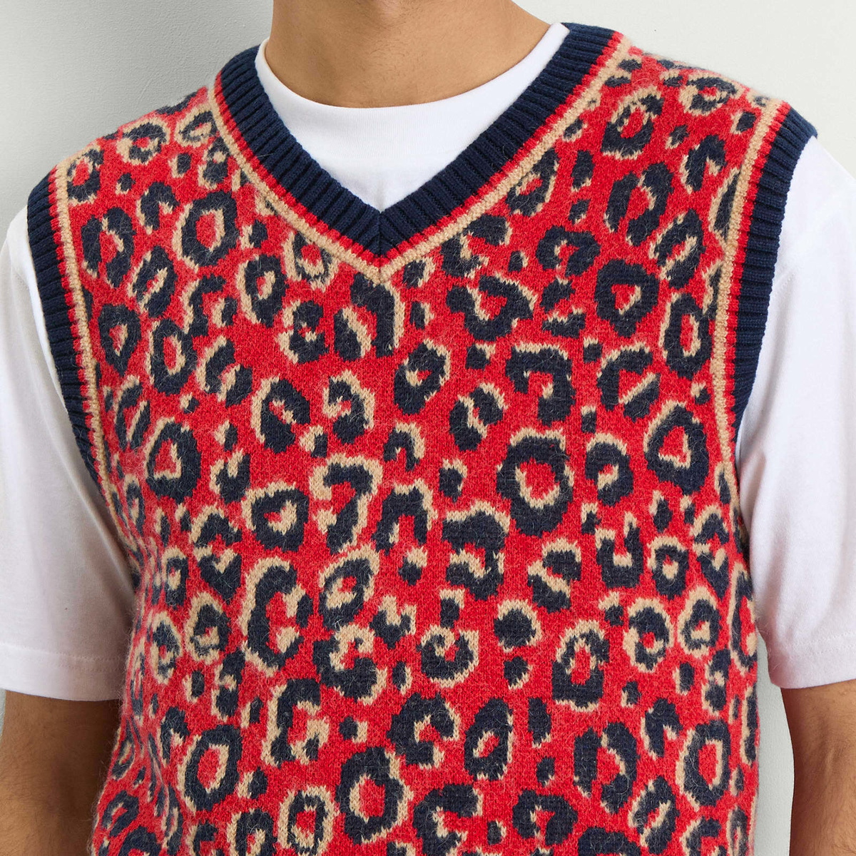 Adidas Men's X Wales Bonner Knit Vest in Collegiate Navy/Magic Beige/Better Scarlet
