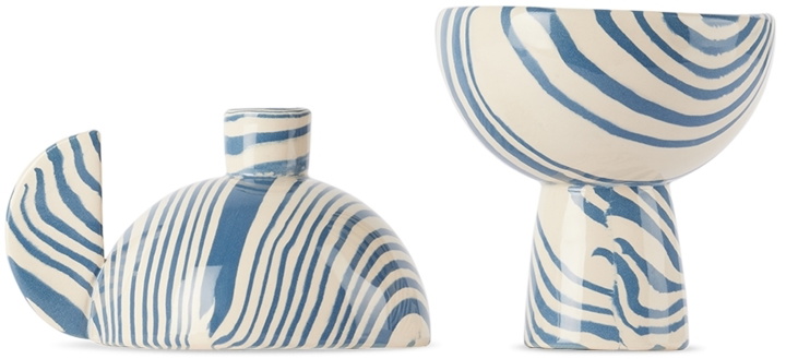Photo: Henry Holland Studio Blue & White Duo Candle Holders