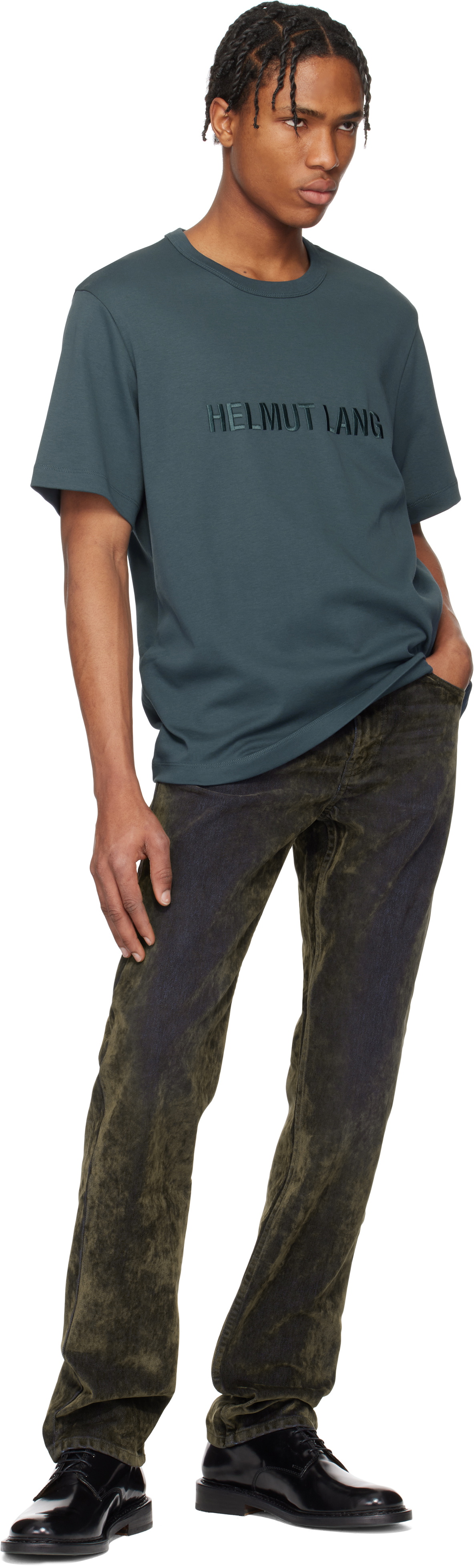 Helmut Lang Khaki Flocked Jeans Helmut Lang