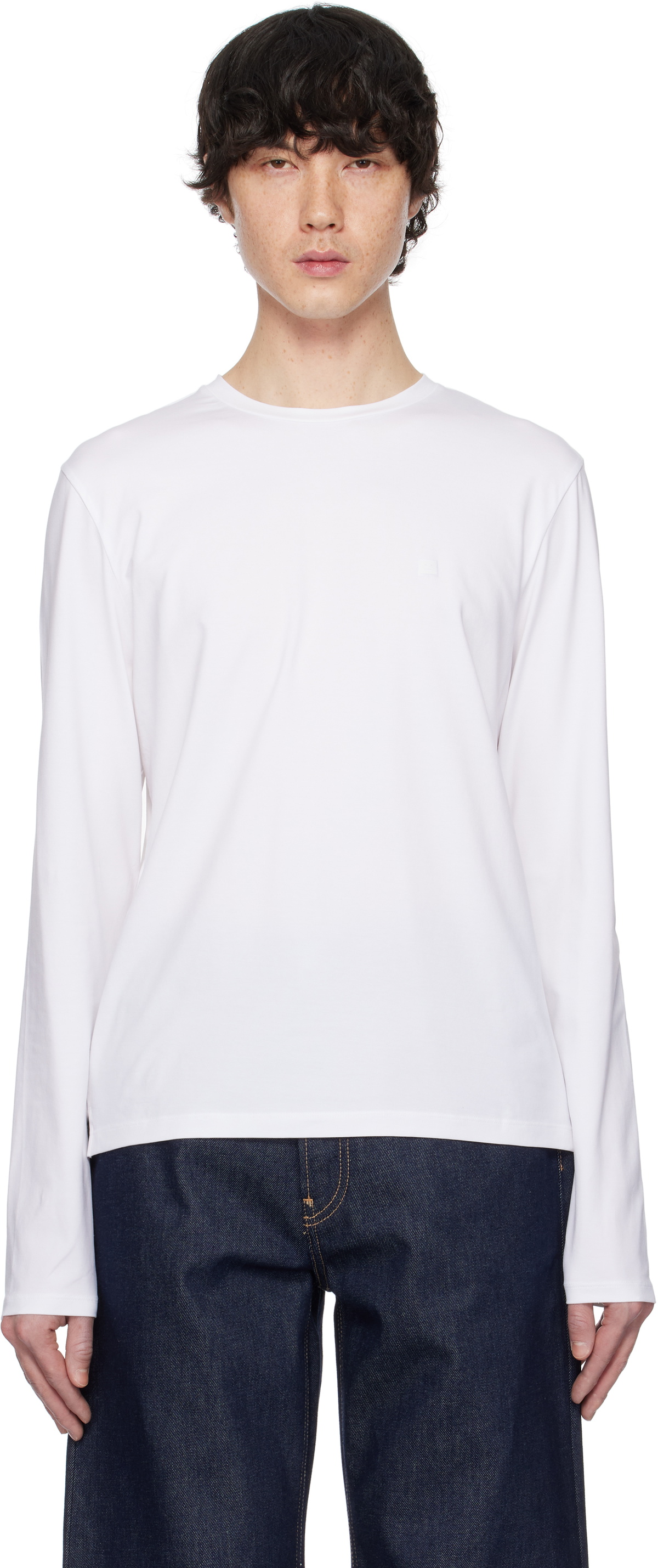 トップス Acne studios white long sleeve T-shirt Acne Studios White Regular Fit Long Sleeve T-shirt Acne Studios