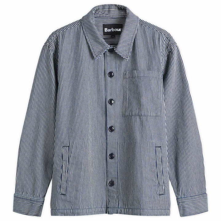 Photo: Barbour Men's Ticking Stripe Overshirt in Indigo Stripe