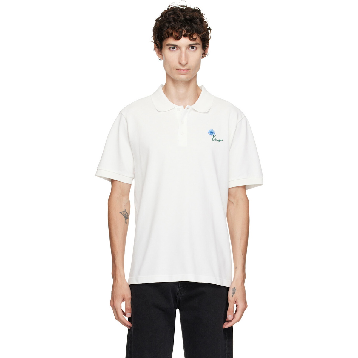 Kenzo Off-White Kenzo Paris 'KENZO Tulip' Embroidered Polo