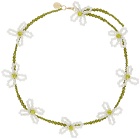 Simone Rocha Green Beaded Flower Necklace