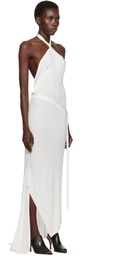 AARON ESH White Asymmetric Halter Maxi Dress