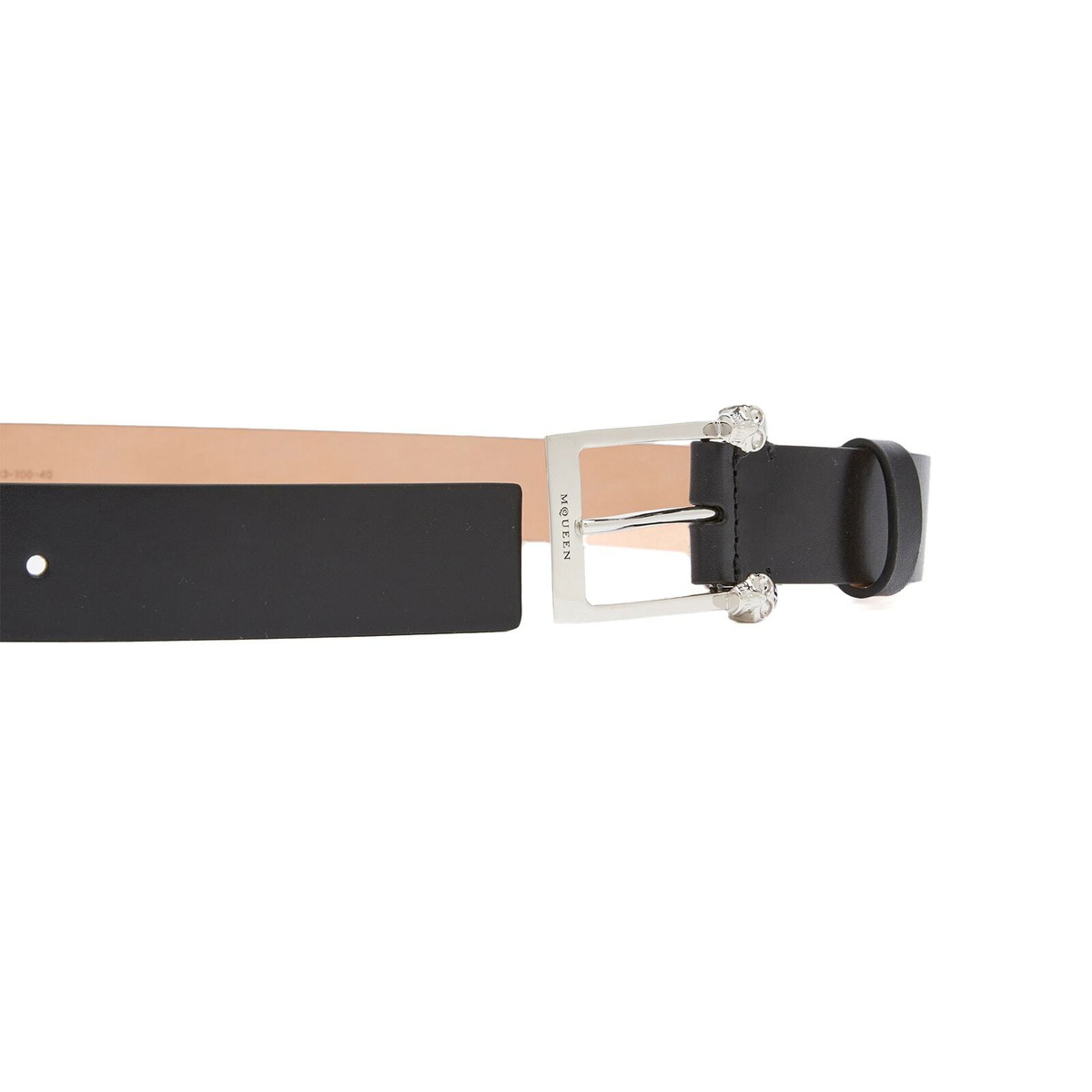 Alexander McQueen Men's Twin Skull Leather Belt in Black/Silver