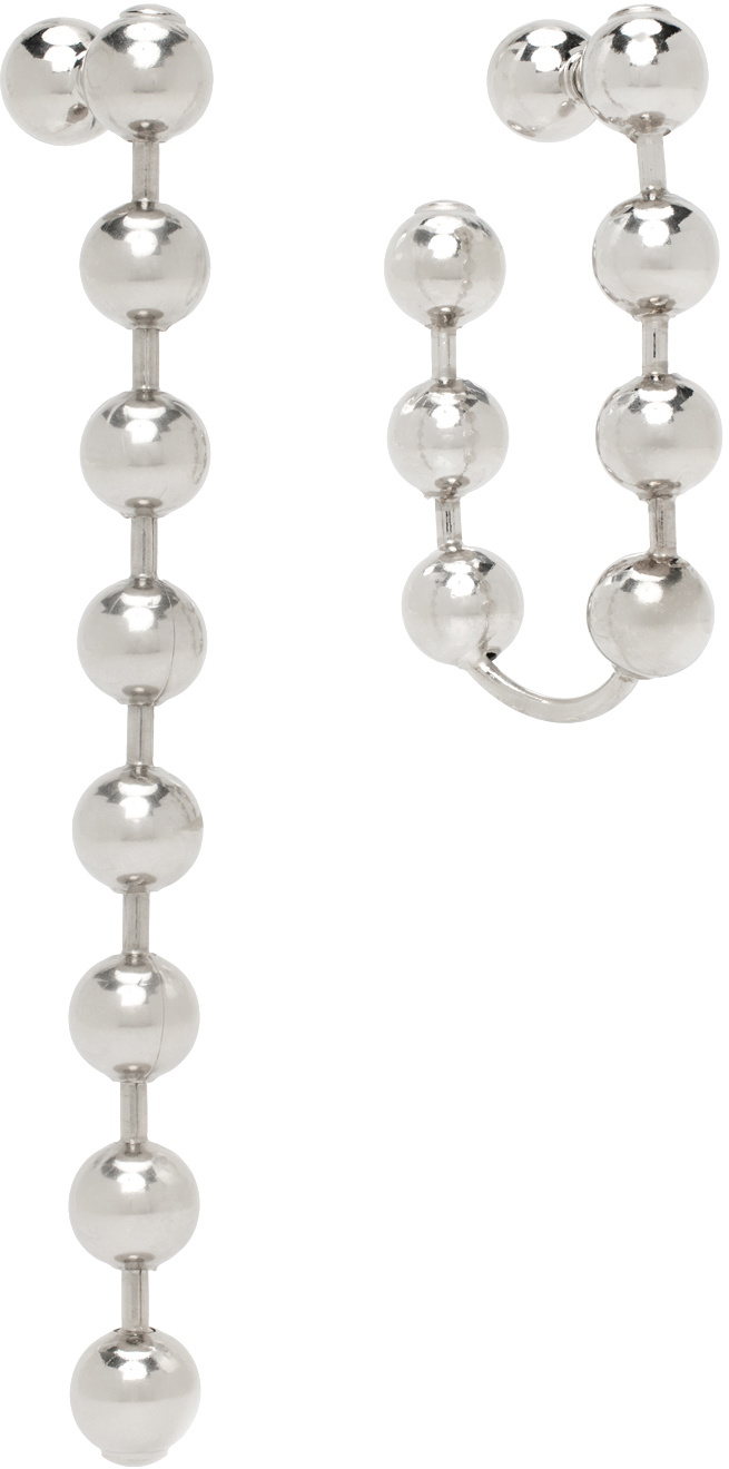 HUGO KREIT Silver Ball Chain Earrings