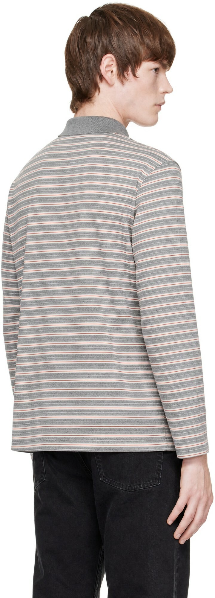COOR Gray Multi Pin Pique Long Sleeve Polo