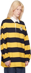 Moncler Genius Moncler x Palm Angels Yellow & Navy Striped Long Sleeve Polo