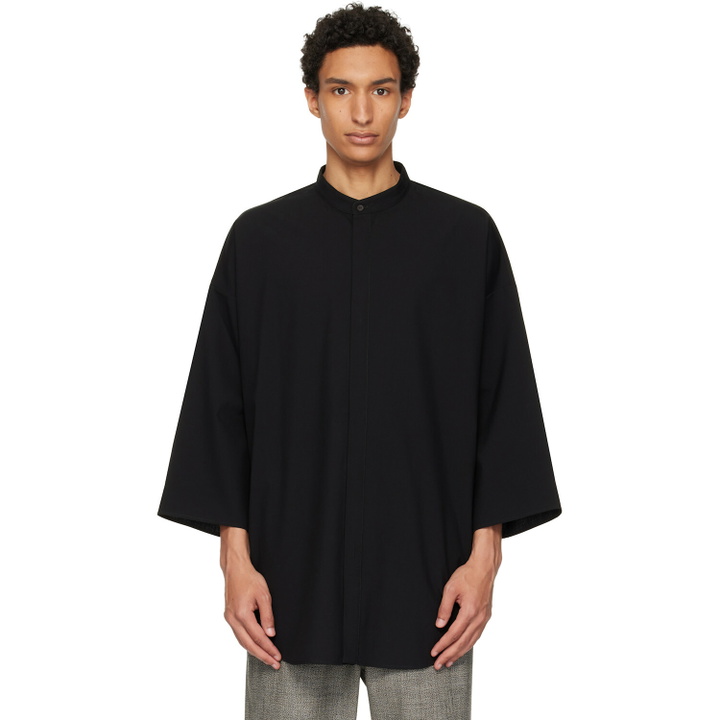 Photo: Fear of God Black Cotton Wool Oxford Relaxed Short Sleeve Shirt