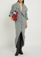 A.W.A.K.E Mode Jacket-collar Darted Woven Midi Skirt Grey