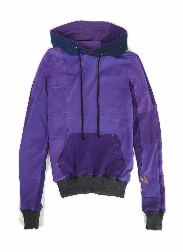 Photo: Monochromatic Deconstructed Panelling Hooded Sweatshirt in Purple