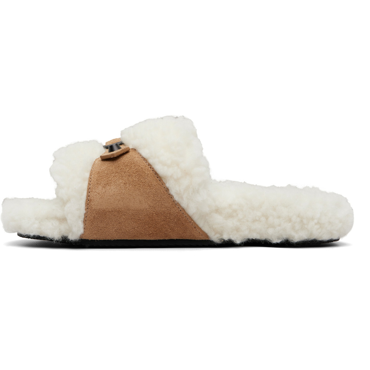 Balenciaga Tan & Off-White Furry Slides