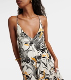 Dries Van Noten Printed satin maxi dress