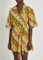 Alemais Janine Printed Belted Cotton Mini Shirt Dress Multicoloured