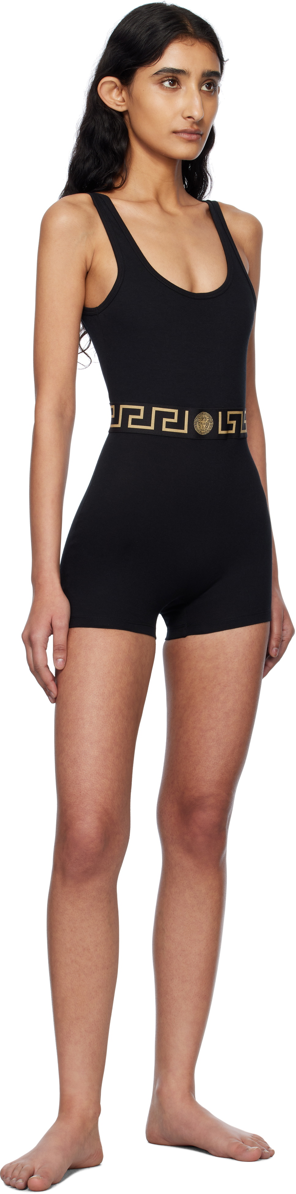 Versace Underwear Black Greca Border Jumpsuit