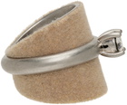 MM6 Maison Margiela Silver & Beige Flocked Display Ring