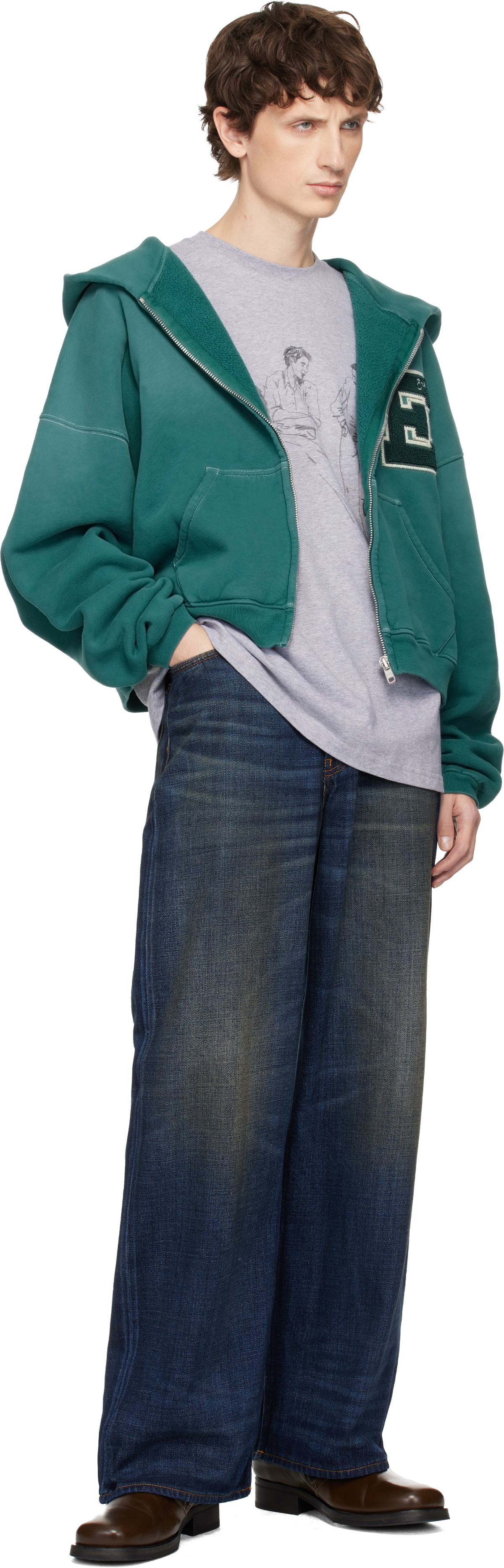 ERL Green Letterman Hoodie