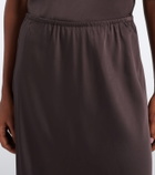 Vince Lace-trimmed satin midi skirt