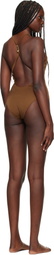 Versace Underwear Brown Tex Rodi Modulo Spilla Swimsuit